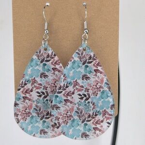 Floral Leaf Teardrop Dangle Earrings Clear Acrylic  Fashion Jewelry